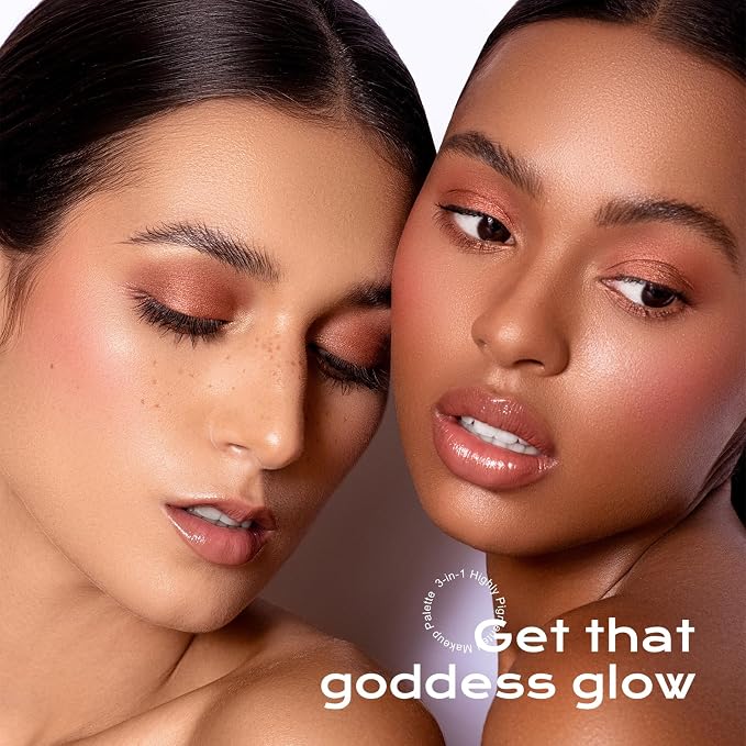 Color Nymph Blush and Highlighter Palette, 3 in 1 Contour Palette | Travel Size Makeup Kit, Long-Lasting, Lightweight & Buildable Powder for Natural Radiant Finish, Includes Brush & Mirror