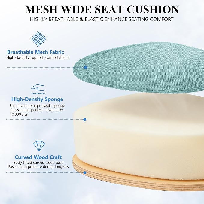 FelixKing Office Chair, Ergonomic Desk Chair Breathable Mesh Chairs Adjustable High Back Lumbar Support Flip-up Armrests, Executive Rolling Swivel Comfy Computer Chairs Home Office Light Blue