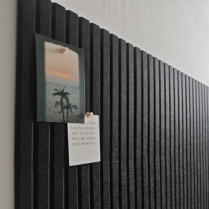 48" x 36" Large Felt Bulletin Board 1/2" Thick, Black | 12 Pack Felt Tiles, Cork Board Alternative, 60 Adhesive Tabs, Pin Board for Home Office Decor with Easy Install