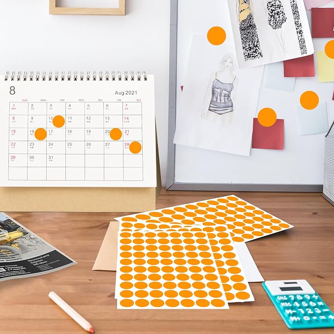 PARLAIM 3/4 Inch Coding Circle Sticker Labels,Pack of 1050 Round Color Code Dot Labels Stickers for Home Office Marking,Organizing (Fluorescent Orange)
