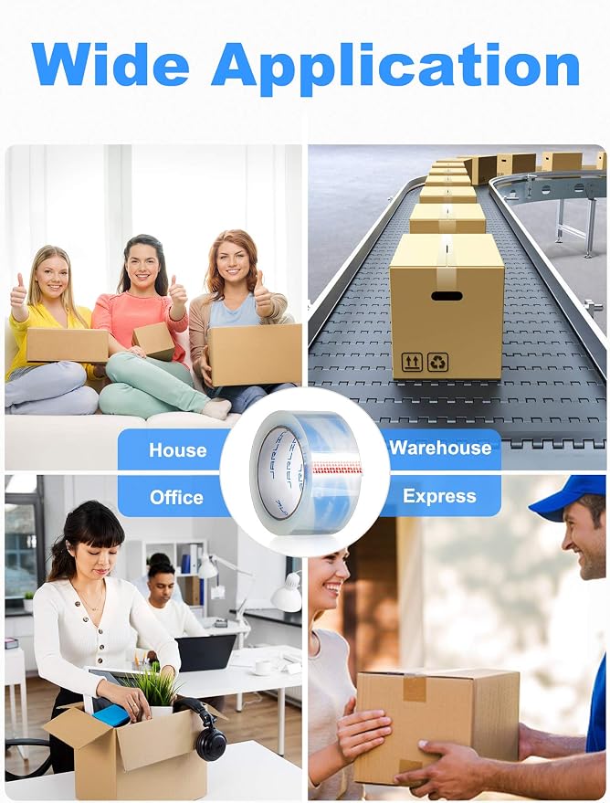 JARLINK 24 Rolls Ultra Clear Packing Tape | Ultra Thick 2.8mil and 1.88" Wide. 60 Yards per Roll, 1440 Total Yards. Heavy Duty Packaging Tape for Shipping and Moving