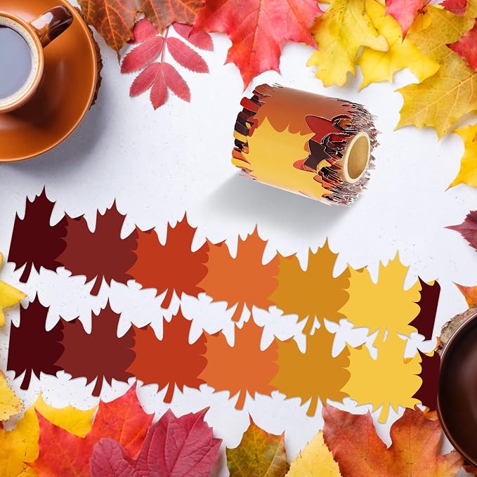 Lucleag 36Ft Maple Leaves Bulletin Board Border Roll, Color Fall Leaves Border Autumn Leaf Bulletin Borders for Thanksgiving Autumn Fall Classroom Office Bulletins Board Party Decorations