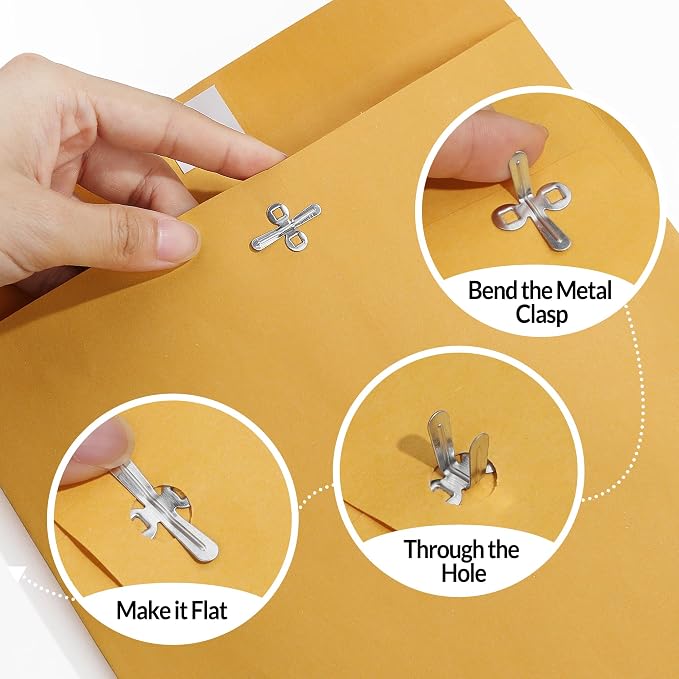 SUNEE 6x9 Envelops, 28-lb Brown Kraft Envelopes with Clasp Closure, 100 Count for Mailing Letters, Documents, Photos, Invitation Cards
