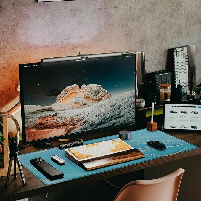 Large Gaming Mouse Pad, 31.5" x15.7" Large Mat with Superior Micro-Weave Cloth, Water Resist Keyboard Mousepad with Non-Slip Base, Laptop Pad for Office Home Gaming, Marble Blue