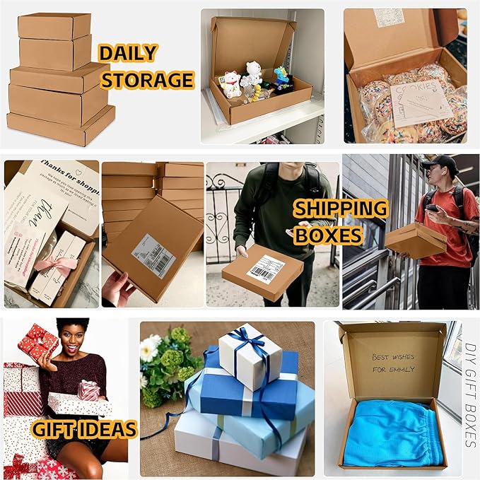 12x9x2 inch Small Shipping Boxes Set of 25, Brown Corrugated Cardboard Box Literature Mailer for Mailing Packing Moving and Storage