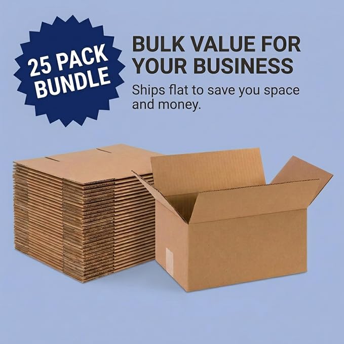 BOX USA Small Shipping Boxes 12"L x 8"W x 6"H (25-Pack) - Corrugated Cardboard Box for Moving, Mailing, Packing, Packaging and Storage
