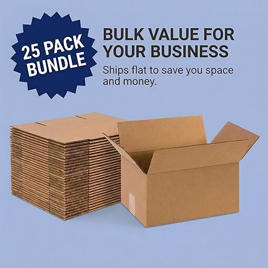 BOX USA Small Shipping Boxes 12"L x 8"W x 6"H (25-Pack) - Corrugated Cardboard Box for Moving, Mailing, Packing, Packaging and Storage