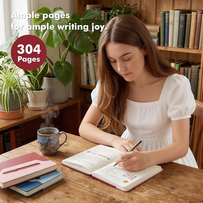 Comix Lined Journal Notebook, 304 Pages Thick Journal, 5.9" x 8.3" | Hardcover, College Ruled, Fits for Writing, Notes-Taking, Diary and Work, Pink