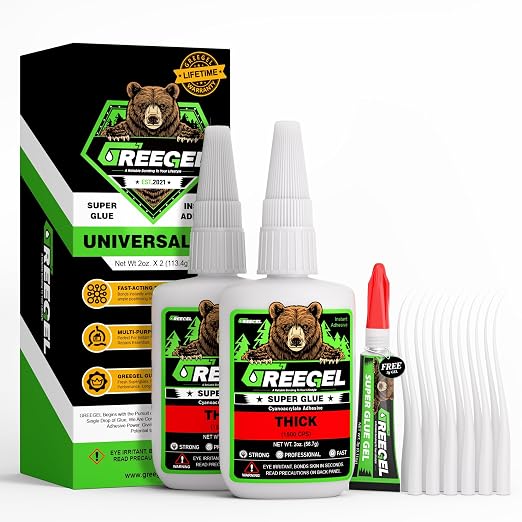 Liquid Thick Super Glue 4 Oz + 3g Gel Glue for Large Gaps, Clear CA | Strong Instant Cyanoacrylate Adhesive for Woodworking Large Gap, Rubber, Metal, Glass, Crafts & Repair, Uneven Surfaces