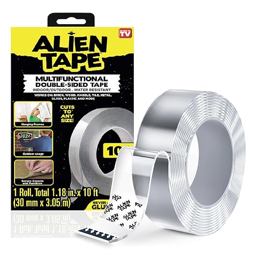 Heavy Duty Double Sided Tape, Nano Tape, Feet Clear Adhesive Tape for Poster Photo Wall Decor As Seen on TV, (1 Roll - 10 Feet)