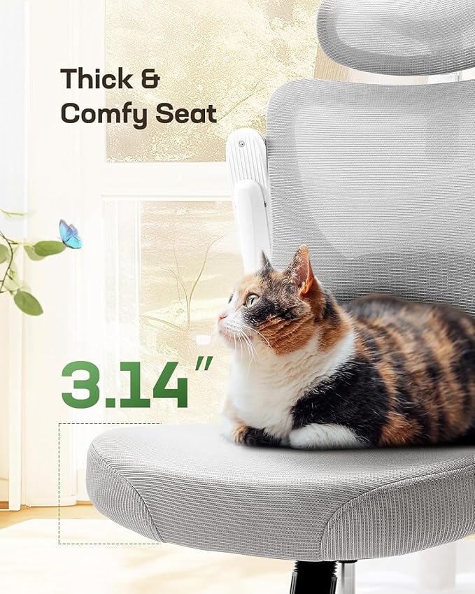 Marsail Ergonomic Office Chair with 3D Armrests, Pack of 2 | Office Desk Chair with High Back Mesh, Adjustable Lumbar Support, Rolling Work Swivel Task Chairs with Wheel, Headrest, home