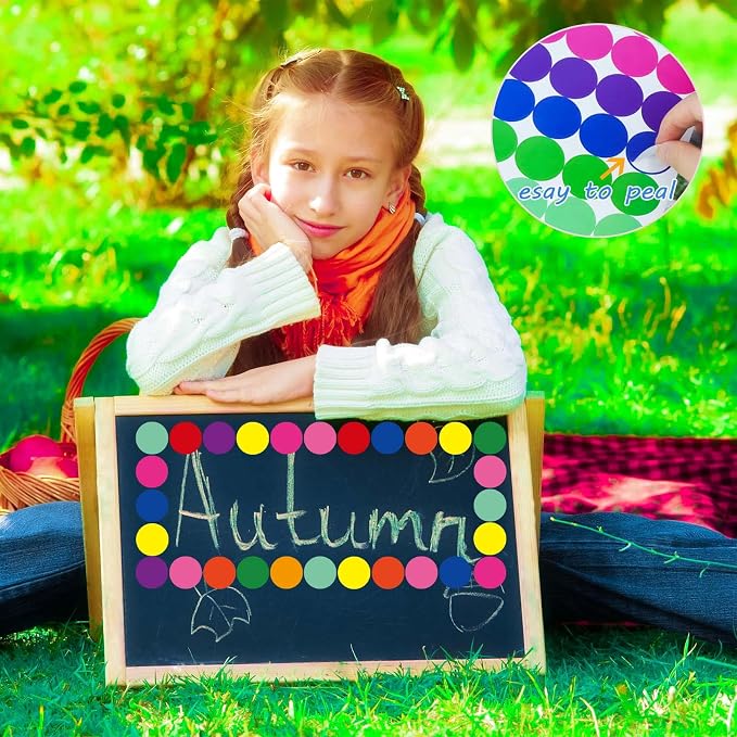 Dot Stickers 1400 PCS Color Coding Labels Round Circle Sticker 3/4 Inch Colored Dot Label for Toddlers Office Student Classroom Papers Etc