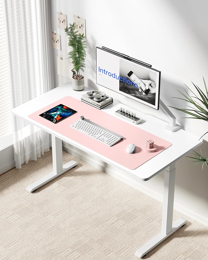 YSAGi Leather Desk Protector, Office Mat, Large Mouse Mat, Non-Slip PU Leather Blotter, Laptop Desk Mat, Waterproof Writing Pad for Office and Home(Light Pink, 42" x 17.2")