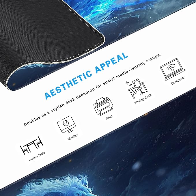 Cool Lion Galaxy Star Extended Gaming Mouse Pad, Multipurpose Non-Slip Rubber Base Large Keyboard Mousepad Desk Mat for Office Home, 31.5" X 11.8"