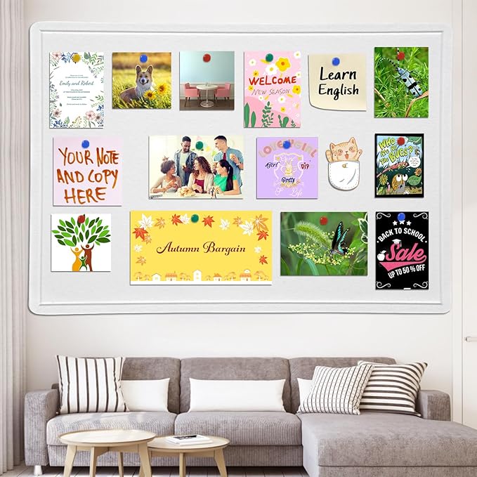 Large Bulletin Board 72" x 48" Felt Cork Board,Decor Pin Board, Warm White | Cork Board Alternative for Wall, Foldable Self-Adhesive Vision Board Prayer Board with Pushpins for Home Office Classroom
