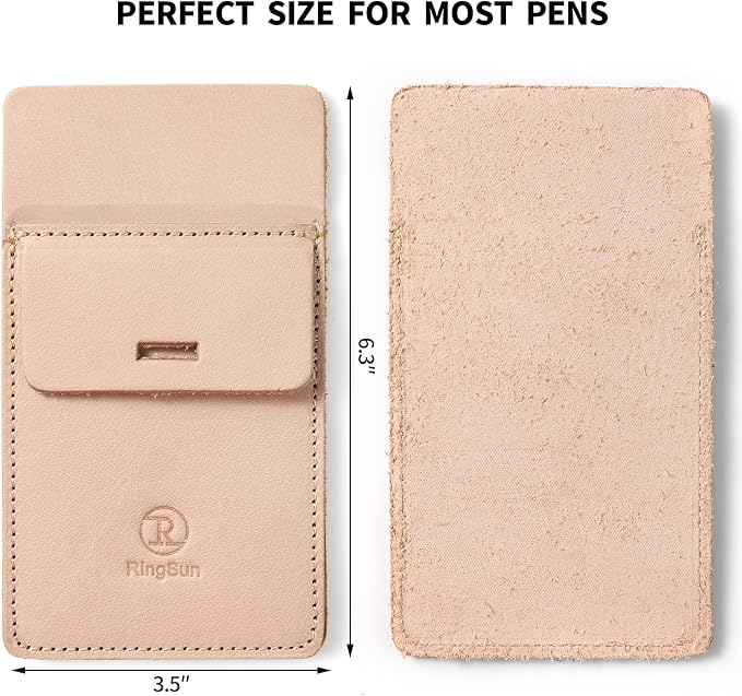 Pocket Protector for Men, Full Grain Leather Pen Protect Holder for Heavy Duty Shirts, Lab Coats, Holds Pens, Pointers, Cards, Hold 9 Pens, Pocket Protectors for Pens and Pencils