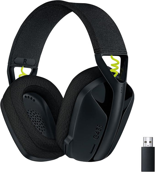 Logitech G435 Lightspeed & Bluetooth Wireless Gaming Headset - Lightweight Over-Ear Headphones, Built-in mics, 18h Battery, Dolby Atmos, PC, PS4, PS5, Nintendo Switch/Switch 2, Mobile - Black