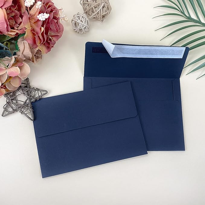 4x6 Blue Envelopes For Invitation, A6 envelope 4.75 x 6.5 inch, 4X6 Envelopes for A6 cards,Self Seal envelopes for weddings, greeting cards,baby shower,photos,birthday (50, Blue, A6)