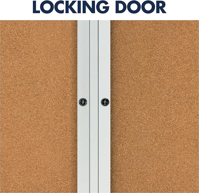 Quartet Bulletin Board, 6' x 4' Enclosed Cork Notice Board, Lockable Swing Doors, Aluminum Frame (2367)