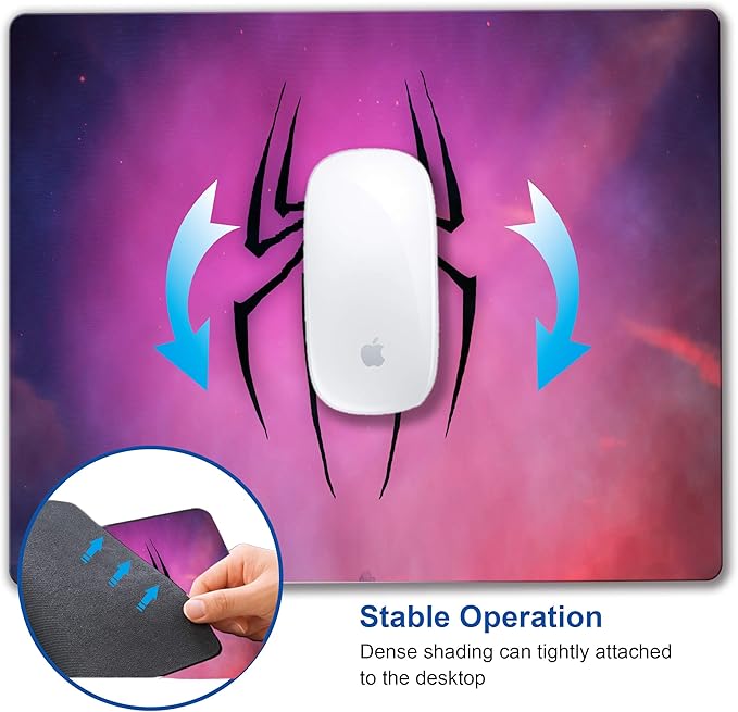 Spider Mouse pad Small Computer Mouse pad with Personalized Galaxy Spider Design Office Non-Slip Rubber Mouse mat