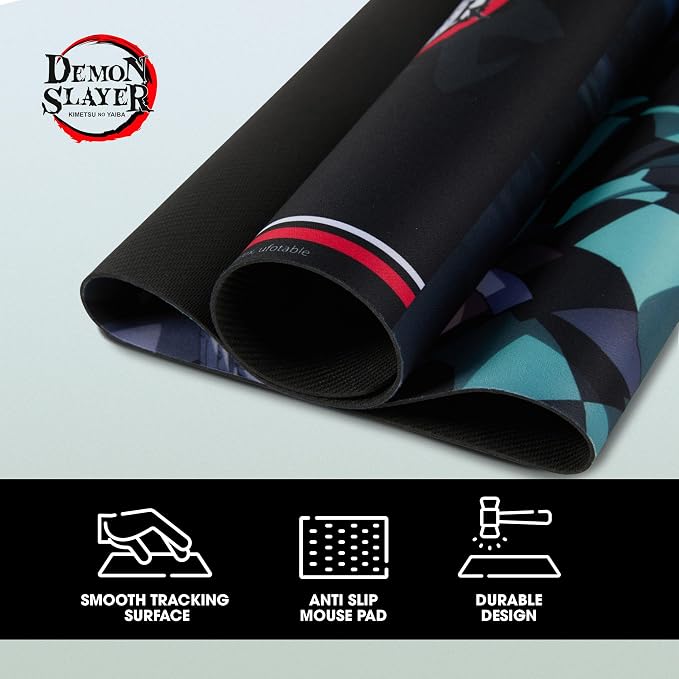 Demon Slayer Large Gaming Mouse Pad 31"x15" XL Computer Desk Mat, Anime | Demon Slayer anime gaming mouse pad, Oversized 31x15in smooth fabric top, stitched edges, non-slip rubber base.