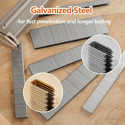 1000-Count 1-1/4 Inch Length, 18 Gauge 1/4 Inch Narrow Crown Staples, Heavy Duty Beveled Chiseled Pointed Galvanized Staples, for Pneumatic, Electric 18GA Stapler Gun