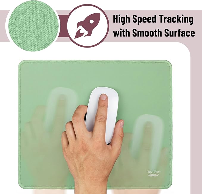 Mr. Pen- Mouse Pad with Anti-Fray Stitched Edges, 12.5"x 10.5", 2 Pack | Light Green, Computer & Gaming Mouse Mat for Laptop, Office & Home, Anti-Slip Rubber Base, Spill-Resistant Surface