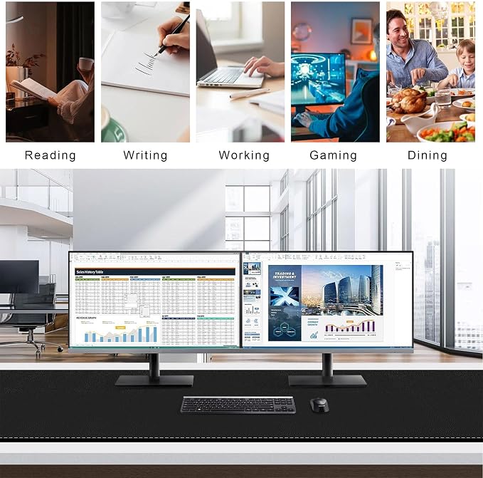 Mydours 67" x 24" Extended PU Leather Gaming Desk Mouse Pad Mat, (Black) | Extra-Long Waterproof Desk Protector, Gaming Desk Mat Blotter, for Computer Keyboard Home Office Writing Workstation
