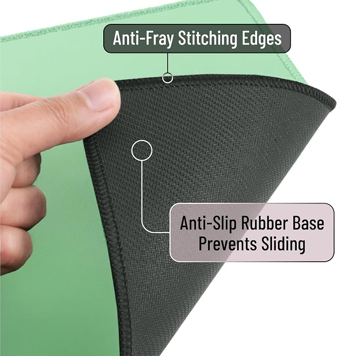 Mr. Pen- Mouse Pad with Anti-Fray Stitched Edges, 12.5"x 10.5", 2 Pack | Light Green, Computer & Gaming Mouse Mat for Laptop, Office & Home, Anti-Slip Rubber Base, Spill-Resistant Surface