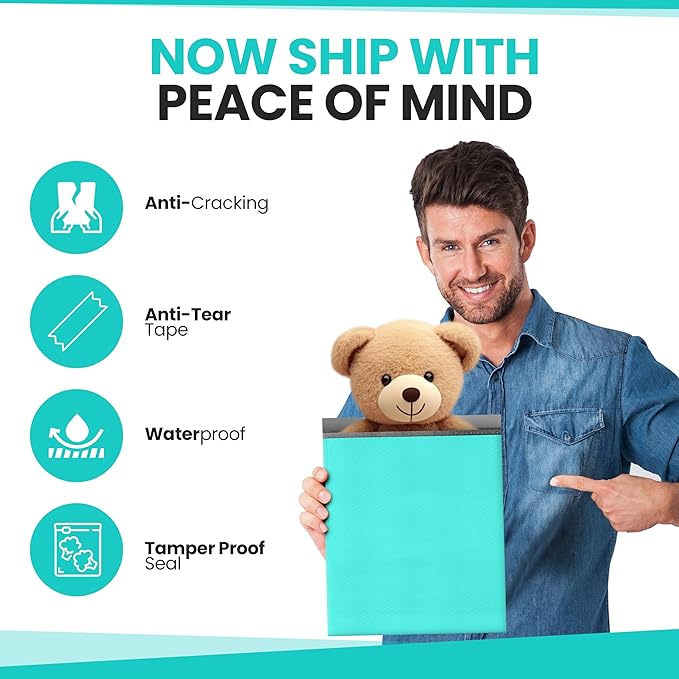 Teal Poly Bubble Mailers 14.50x20 Inch #7 | Self Seal Large Padded Envelopes | Air Cushioned Bubble Mailer | Usable Size 14.25x19 Inch | Waterproof Lightweight Mailing Shipping Bags | 15 Pack