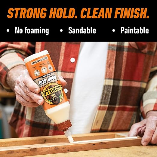 Gorilla Wood Glue, Natural Wood Color, 36 Ounce Bottle (Pack of 1) - Water Resistant for Indoor or Outdoor Projects and Repairs