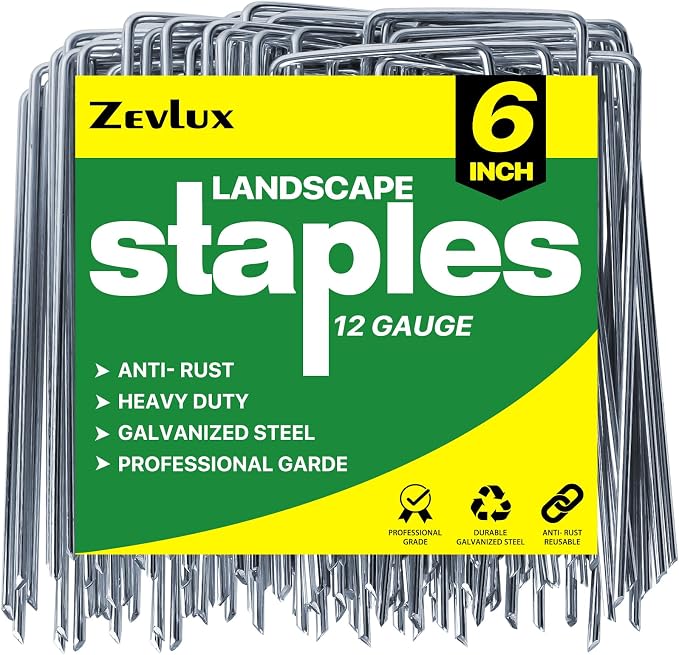 6 inch 200 Pack Landscape Staples Galvanized Garden Stakes | 11 Gauge Heavy Duty Garden Pins for Fences, Lawns, Weed Barriers and Landscape Fabrics, Irrigation Hose,Yard Lawn