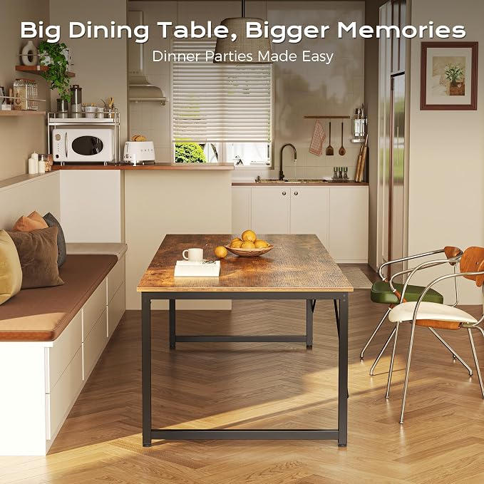 63 X 29.5 Inch Computer Desk with Deeper Desktop, Gaming Office Writing Work Desk for Home Office, Study, Bedroom, Work from Home, Metal Frame, Rustic Brown