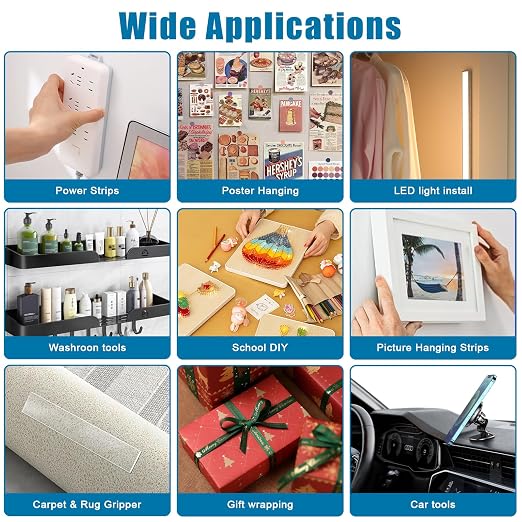 3M Double Sided Tape 1in X 9.85ft，Heavy Duty Removable Mounting Tape, Picture Hanging Adhesive Strips