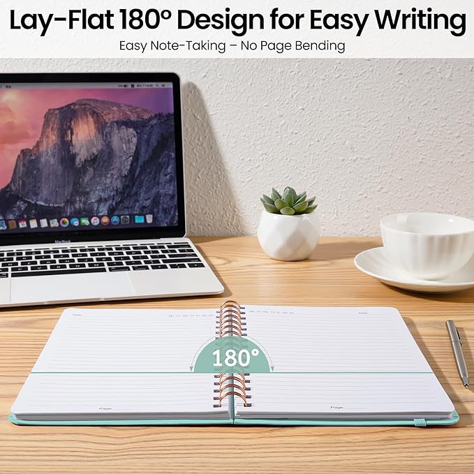 Lined Spiral Journal Notebook, A5 College Ruled Notebook for Journaling, Note-Taking, and Daily Planning, Durable Hardcover with an Elegant Design, Seafoam