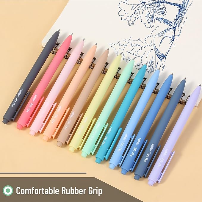 Mr. Pen- Retractable Gel Pens, 12 Pack, Fast Dry, Gel Pens Fine Point 0.7mm, Retractable Pens, Cute Pens