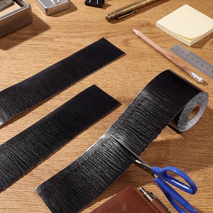 Zonon 65.6 Feet Black Fringe Bulletin Board Border Farmhouse Scalloped Fringe Border for Bulletin Board Trim Rolled Classroom Decorations for Back to School Classroom Chalkboard Home Office Wall Decor