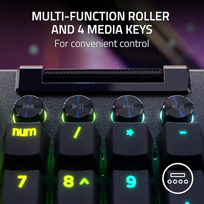 Razer BlackWidow V4 Pro Wired Mechanical Gaming Keyboard: Green Switches Tactile & Clicky - Doubleshot ABS Keycaps - Command Dial - Chroma RGB - Magnetic Wrist Rest - Snap Tap