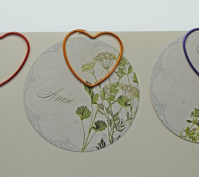 Heart Paper Clips with Metal Paper Clips Holder, Cute Love Heart Paperclips, Wedding Invitation Accessories (Red,50 PCS)