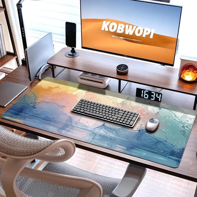 35.4 x 15.7 in, XXL Large Mouse Pad for Desk, Extended Keyboard Mouse Mat for Computer Office, Big Mouse pad with Stitched Edges, Gaming Pc-Color Splashes