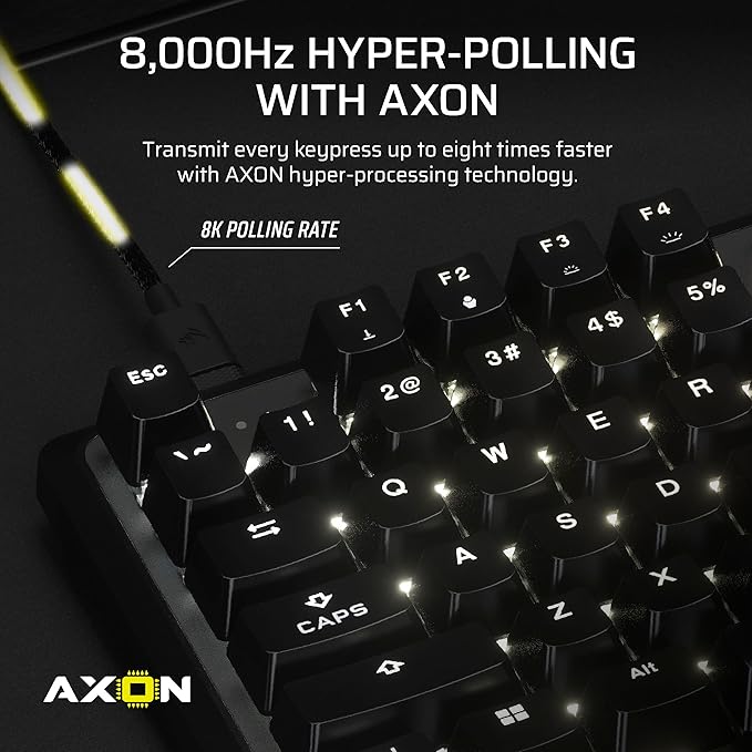 Corsair K70 PRO TKL RGB Tenkeyless Mechanical Wired Gaming Keyboard – Pre-Lubed Hall Effect MGX Hyperdrive Adjustable Switches, Simultaneous SOCD and Rapid Trigger, ABS Double-Shot, QWERTY NA – Black
