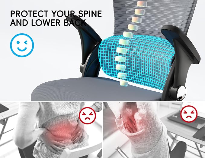 TRALT Office Chair - Ergonomic Desk Chair with Headrest Support for Adults | Home Office Desk Chair with Lumbar Support - Ergonomic Mesh Chairs 330 lb Wide Seat with Lumber Comfy Desk Chair(Black Grey)