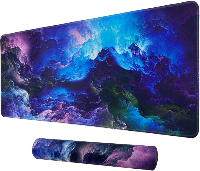 Professional Large Mouse Pad,31.5 x 11.8 in Extended Gaming Mouse Pad,Smooth Lycra Fabric,Non-Slip Rubber Base,Precision Stitched Edges, for Work,Gaming,Writting & Home-80x30 Cloudcmh