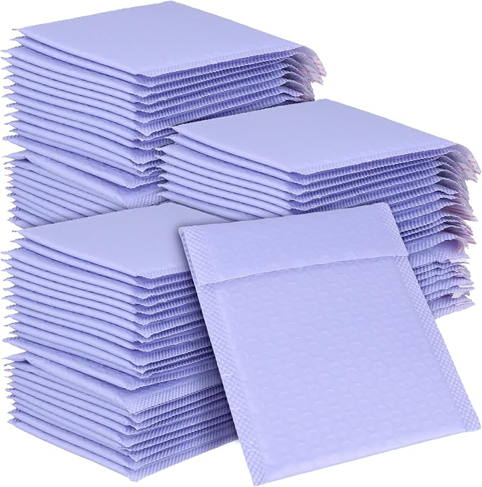 100 PCS 5 x 6 Inch Purple Poly Bubble Mailers, Waterproof Padded Self Seal Adhesive Shipping Envelopes for Small Business Packing Supplies