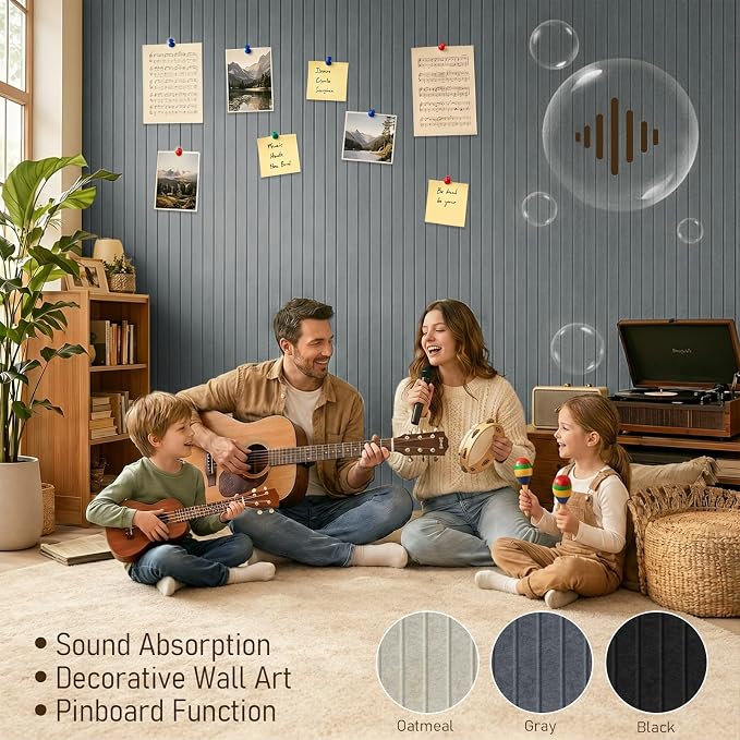 Large Felt Bulletin Board 48" x 36" Cork Board Alternative-12 Pack with 70 Safe Removable Adhesive Tabs, 35 Pushpins Notice Board for Walls Home Office Classroom Pin Board -Gray