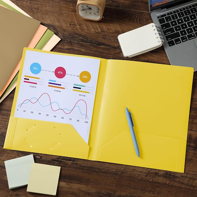 Mr. Pen- Plastic Folders with Pockets, 5 pcs | Aesthetic File Folder with Business Card Slot, 2-Pocket Folder, Back to School, Office, Filing Supplies