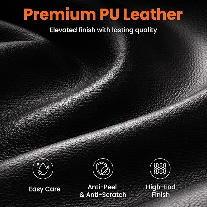 NEO CHAIR Big & Tall Leather Office Chair, High Back, Lumbar Support, Black | Gaming Chair for Adults and Computer Use, Reclining Office Chair with Foot Rest, Massage, Comfy Design and Heavy Duty Support