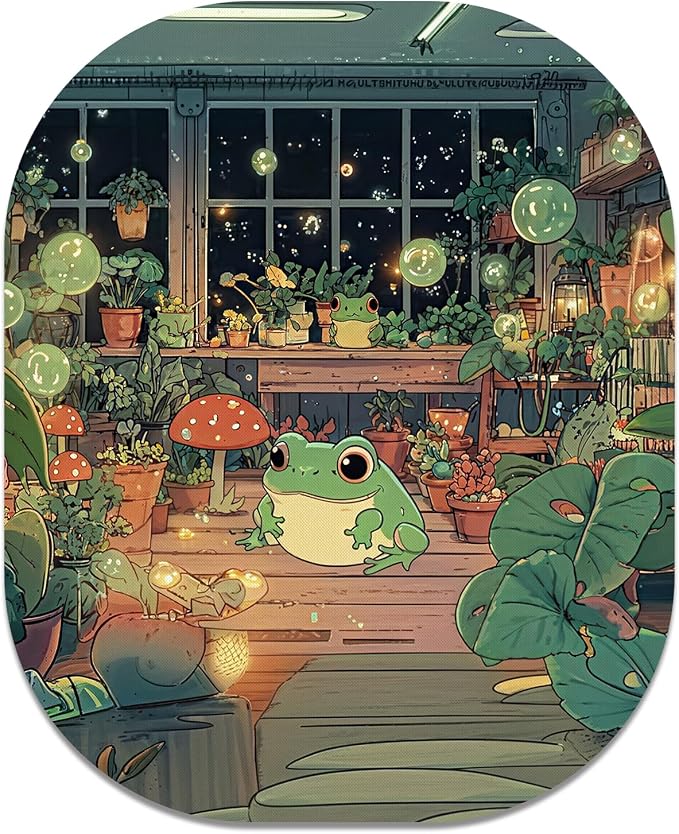 Small Mouse Pad, 6 x 7 Inch, Oval Mini Mouse Pad with Non-Slip Rubber Base for Laptop Wireless Mouse Keyboard Tray Mousepad, Frog