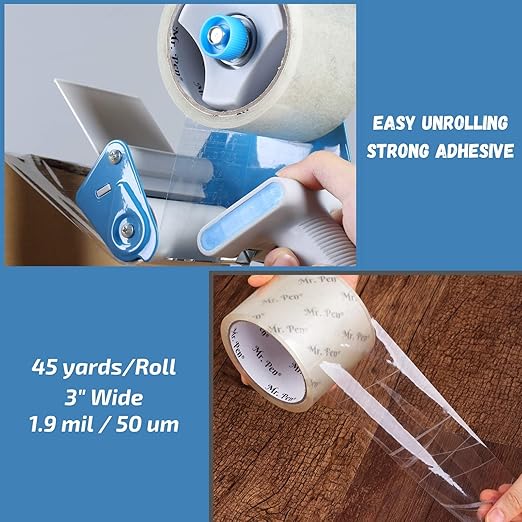 Mr. Pen- 3 inch Packing Tape, 2 Pack, Wide Tape, 45 Yards, 1.9mil, No Smell, Clear Moving Packaging Tape Rolls