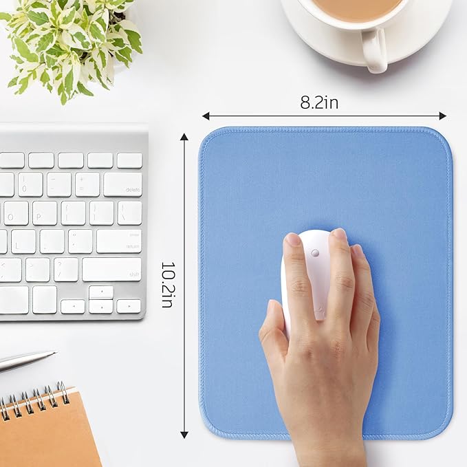 Blue Mouse Pad, 10.2 x 8.2 Inch, 3mm Thick, Non-Slip, Ultra-Smooth, Waterproof, Dustproof, Suitable for Office and Gaming